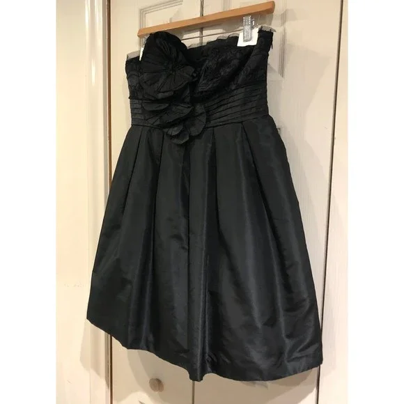 Black Vivienne Tam Silk Taffeta Statement Flower Strapless Cocktail Dress 6 - Picture 9 of 12